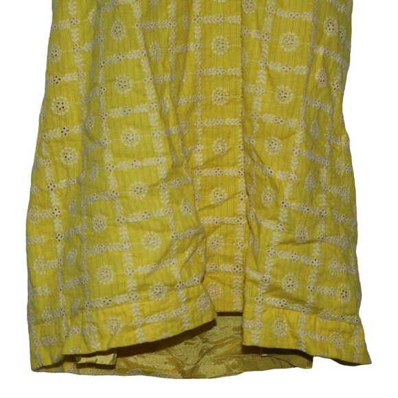 Tibi New York Yellow Halter Sundress Eyelet Crochet Trim Side Pockets Size 6 - Picture 2 of 5